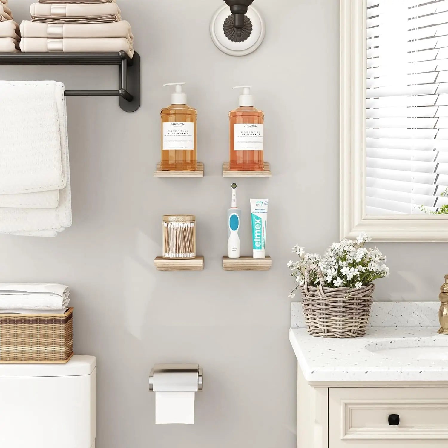 Wood Floating Shelves 5 Inch Display Ledges 4-Pack