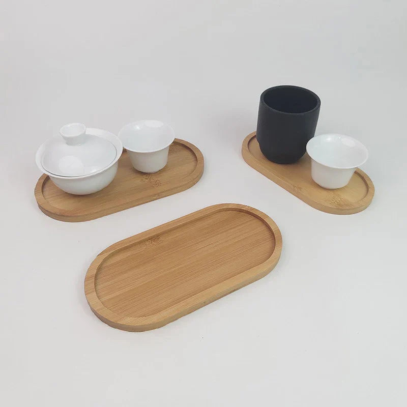 Wooden Snack Tray Round Rectangle Serving Plate