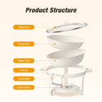 5QT White Round Chafing Dish Set with Glass Lid