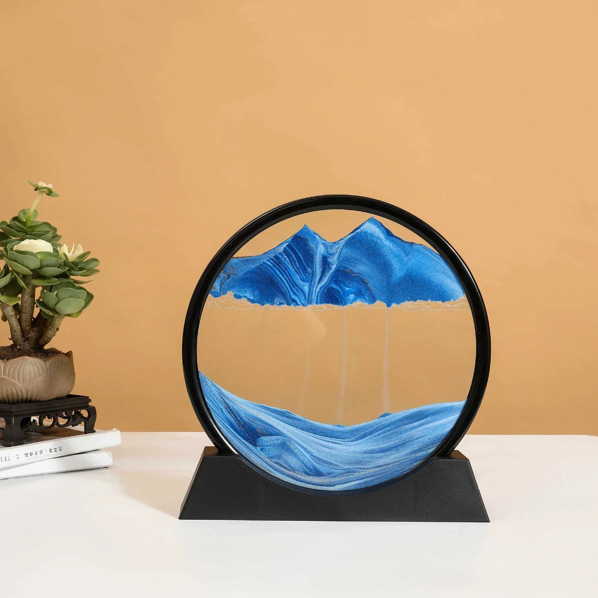 3D Moving Sand Art Round Glass Deep Sea Liquid Hourglass