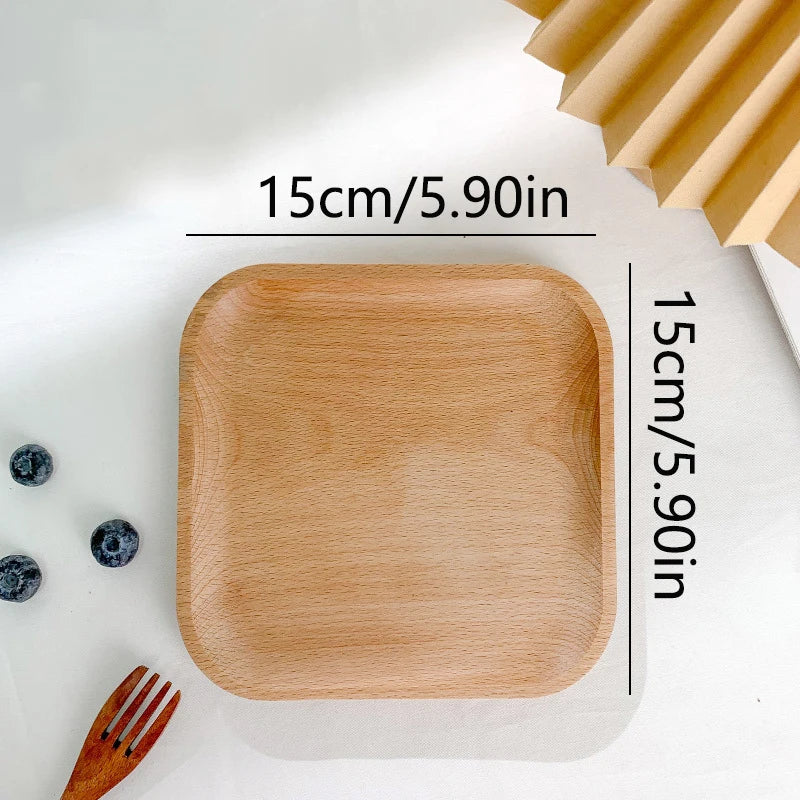 Wooden Round Dessert Plate Tray for Coffee and Tea