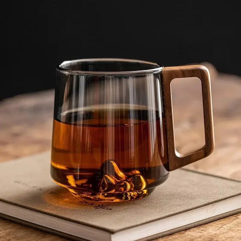 3D Mountain Whiskey Glass with Wooden Gift Box