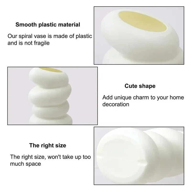 Plastic Spiral White Vase for Flower Arrangement