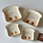 Cute Toast-Shaped Ceramic Plate for Afternoon Tea and Snacks