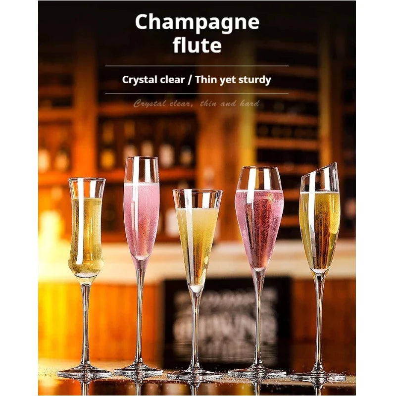 Crystal Champagne Flutes Long Stem Glasses by Lujing