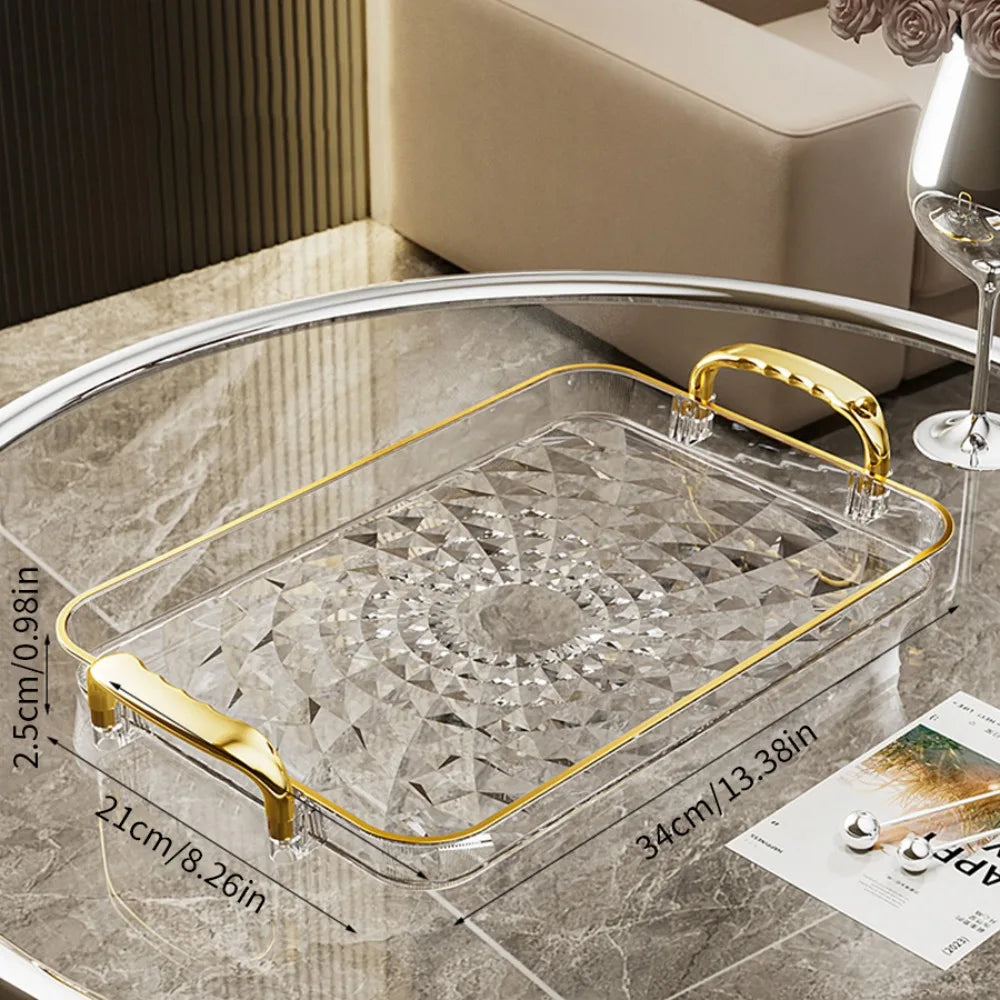 Storage Tray Clear Plastic Double Handle Large Capacity