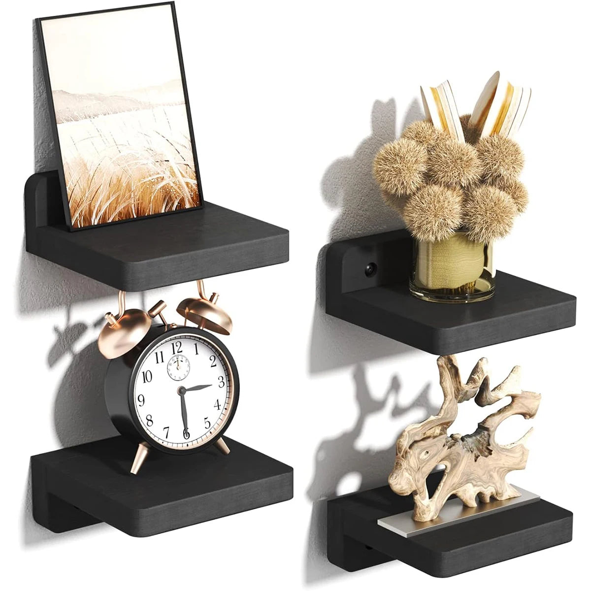 Wood Floating Shelves 5 Inch Display Ledges 4-Pack