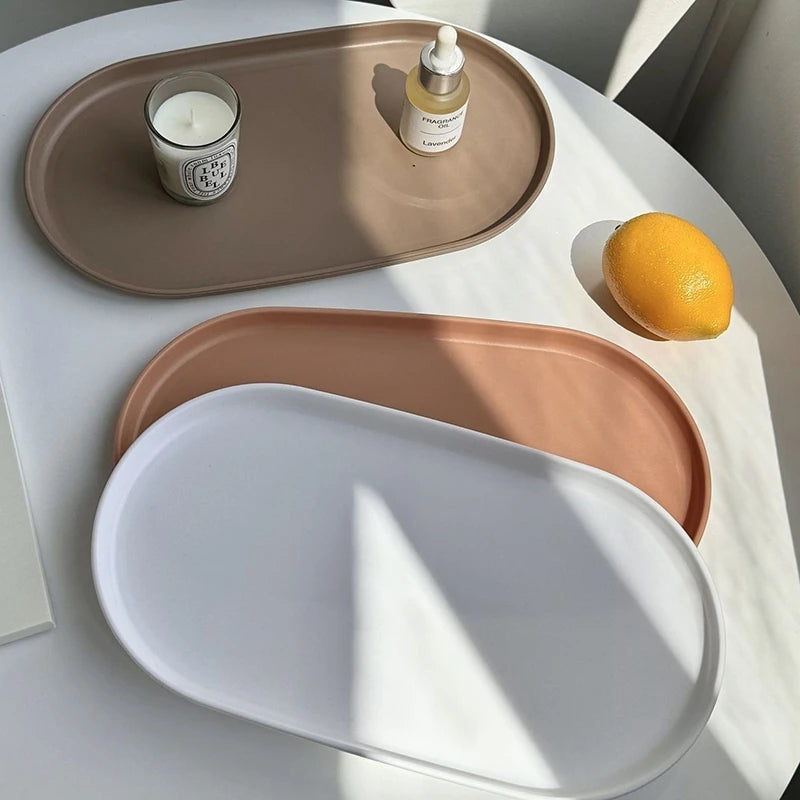 PP Oval Tray Plastic Dessert Utensil Storage Plate