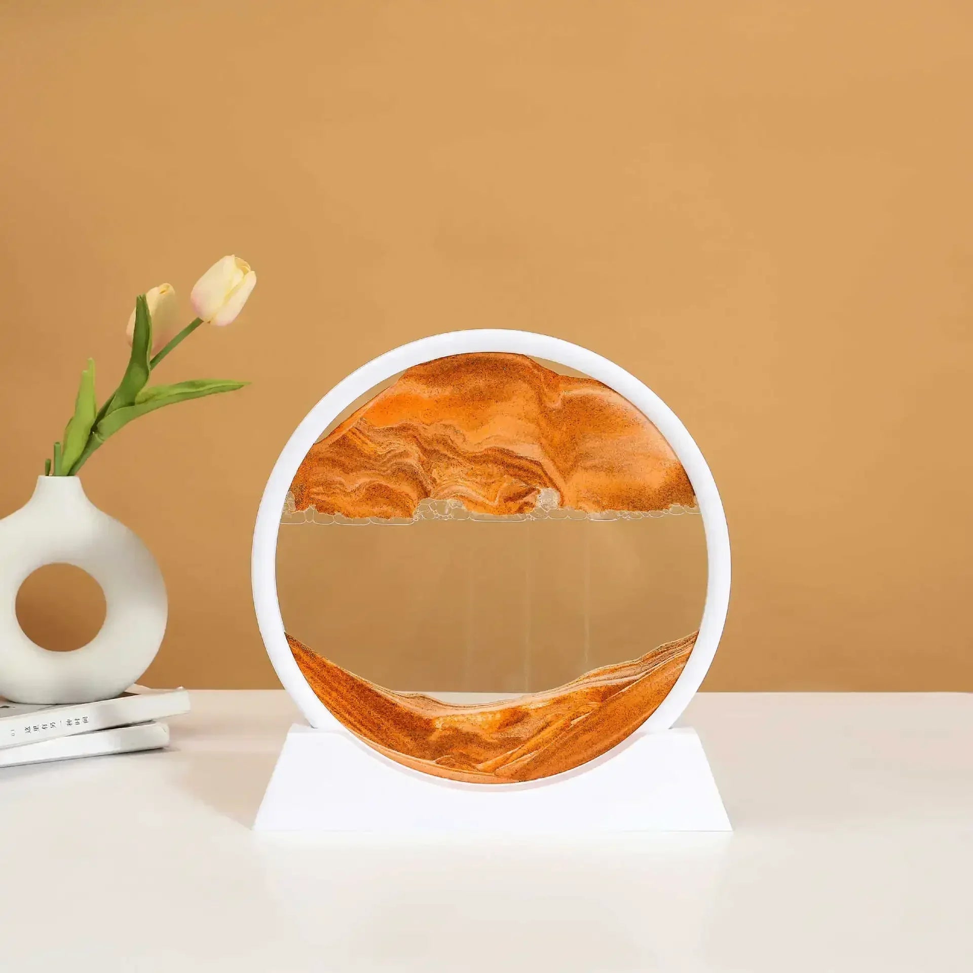 3D Moving Sand Art Round Glass Deep Sea Liquid Hourglass
