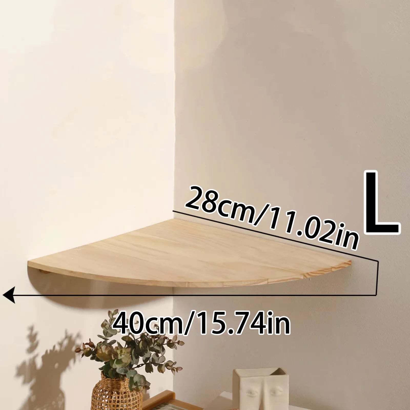 Burlywood Wood Corner Shelf for Living Room Storage