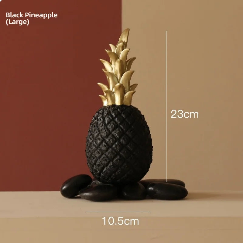 Pineapple Sculpture - Nordic Gold Resin Decor for Living Room