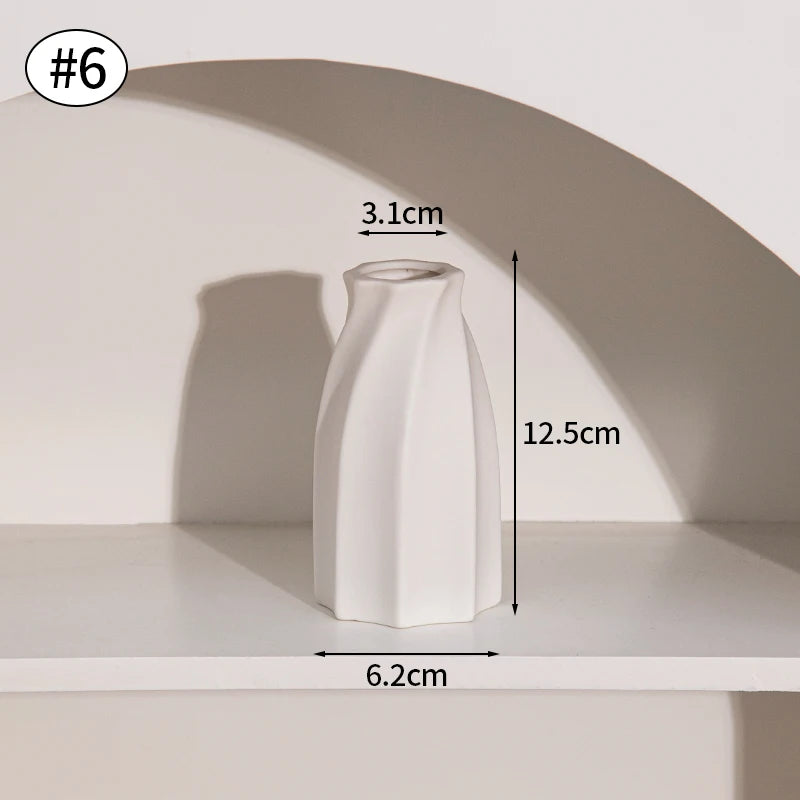 White Ceramic Bud Vase Decorative Nordic Home Decor