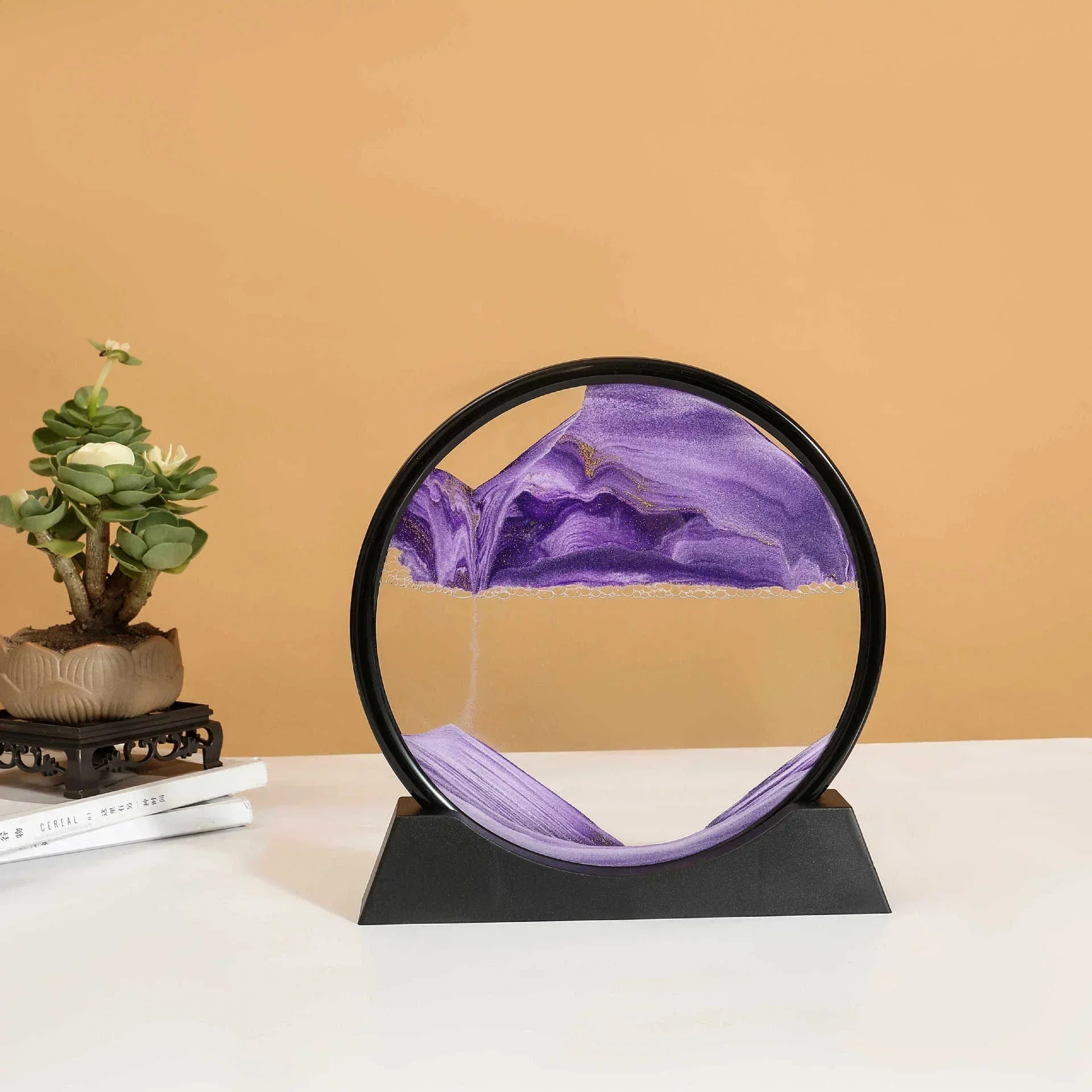 3D Moving Sand Art Round Glass Deep Sea Liquid Hourglass