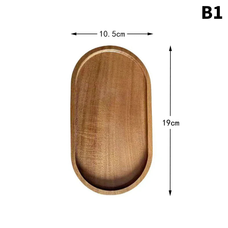 Wooden Snack Tray Round Rectangle Serving Plate