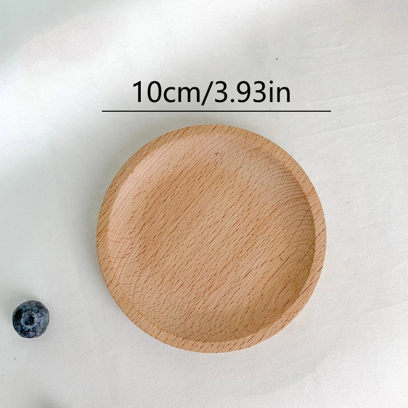 Wooden Round Dessert Plate Tray for Coffee and Tea